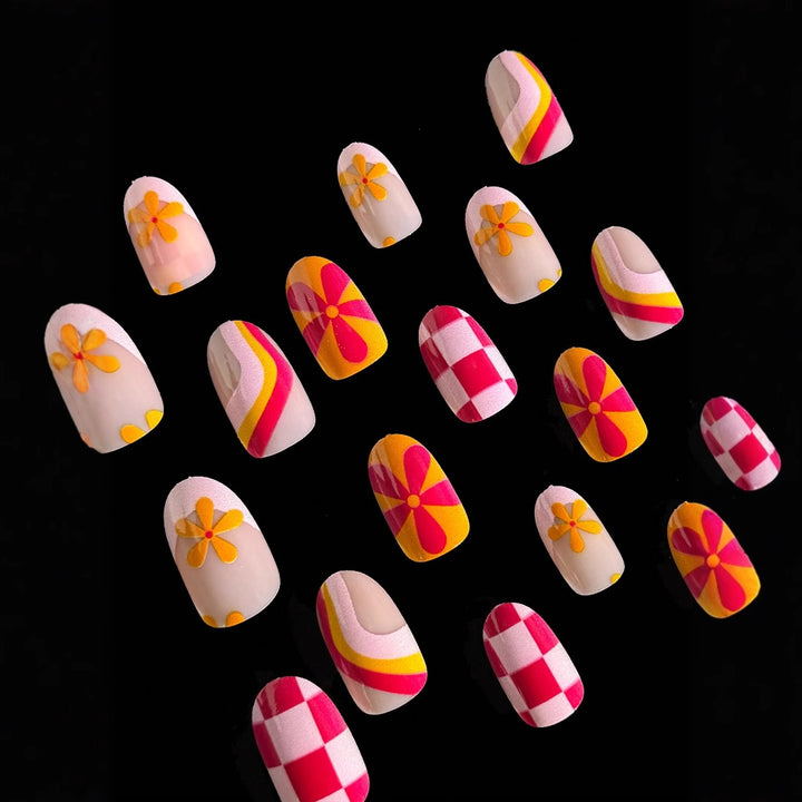 Creative Art Nail Set with Vibrant Patterns Kalsten