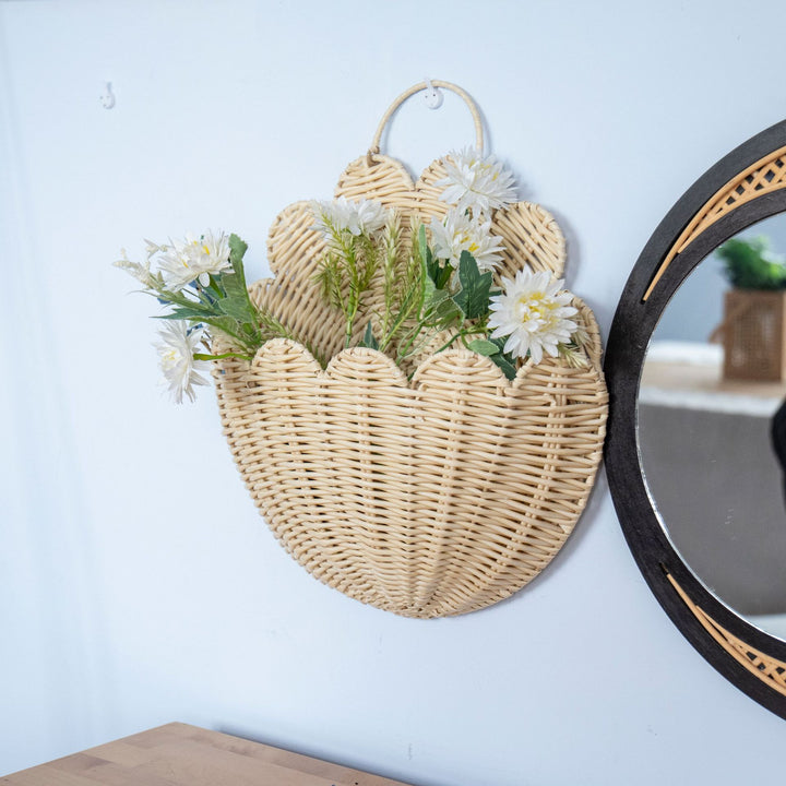Handwoven wall basket with wave pattern Kalsten