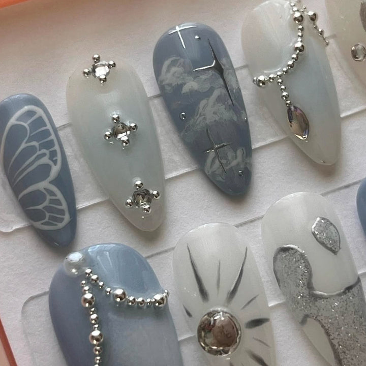 Celestial Design Press-On Nails with Gem Accents Kalsten