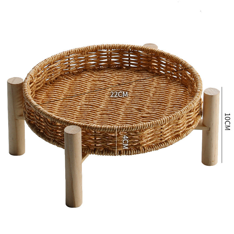 Unisex Round Storage Bowl with Wooden Legs Kalsten