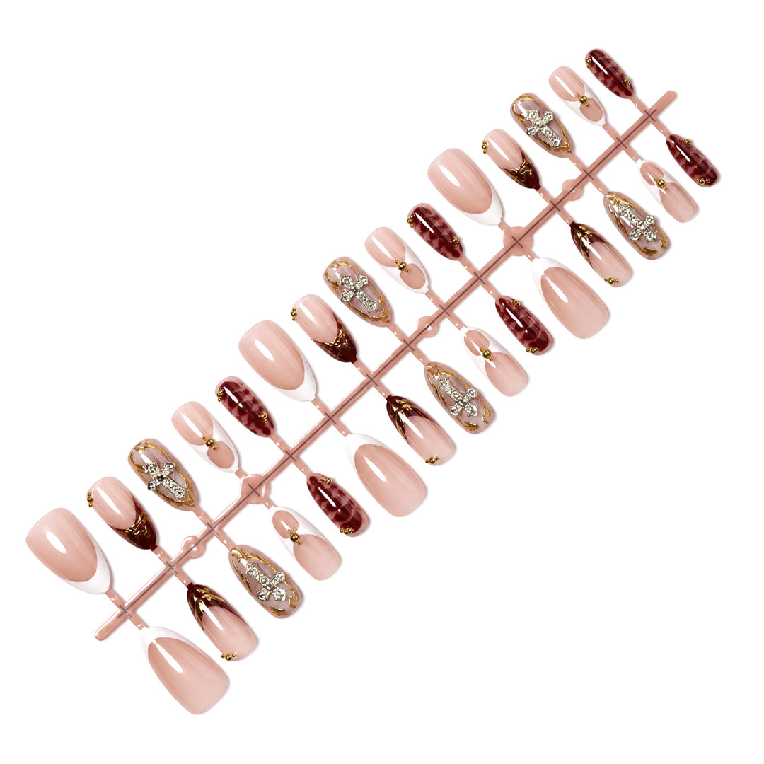 Premium Decorative Press-On Nail Art Set with Gold Accents Kalsten