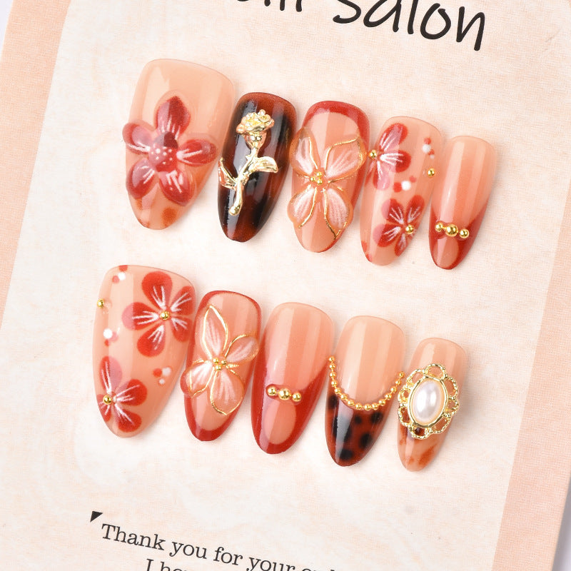 Luxury artificial nails with floral decorations Kalsten