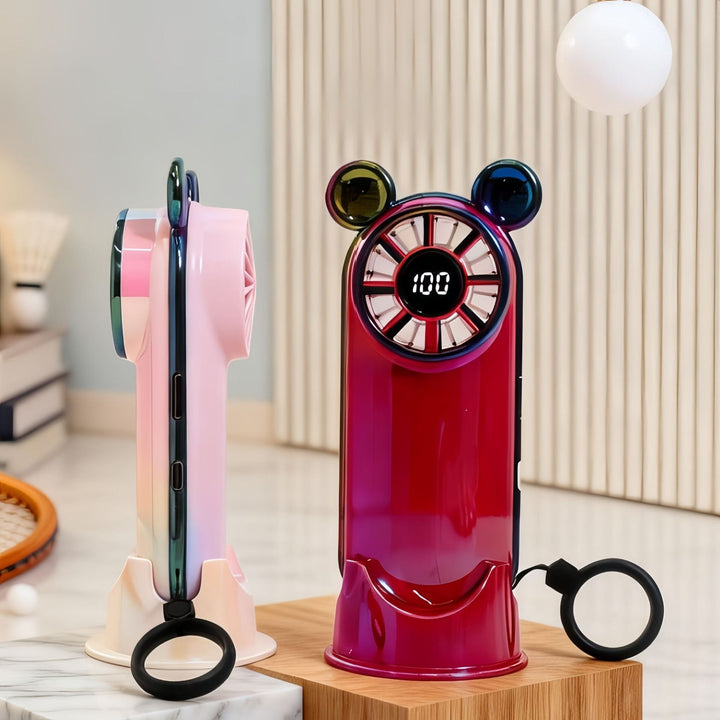 Women's Portable Mini Fan with Digital Display and Animal Ears Kalsten