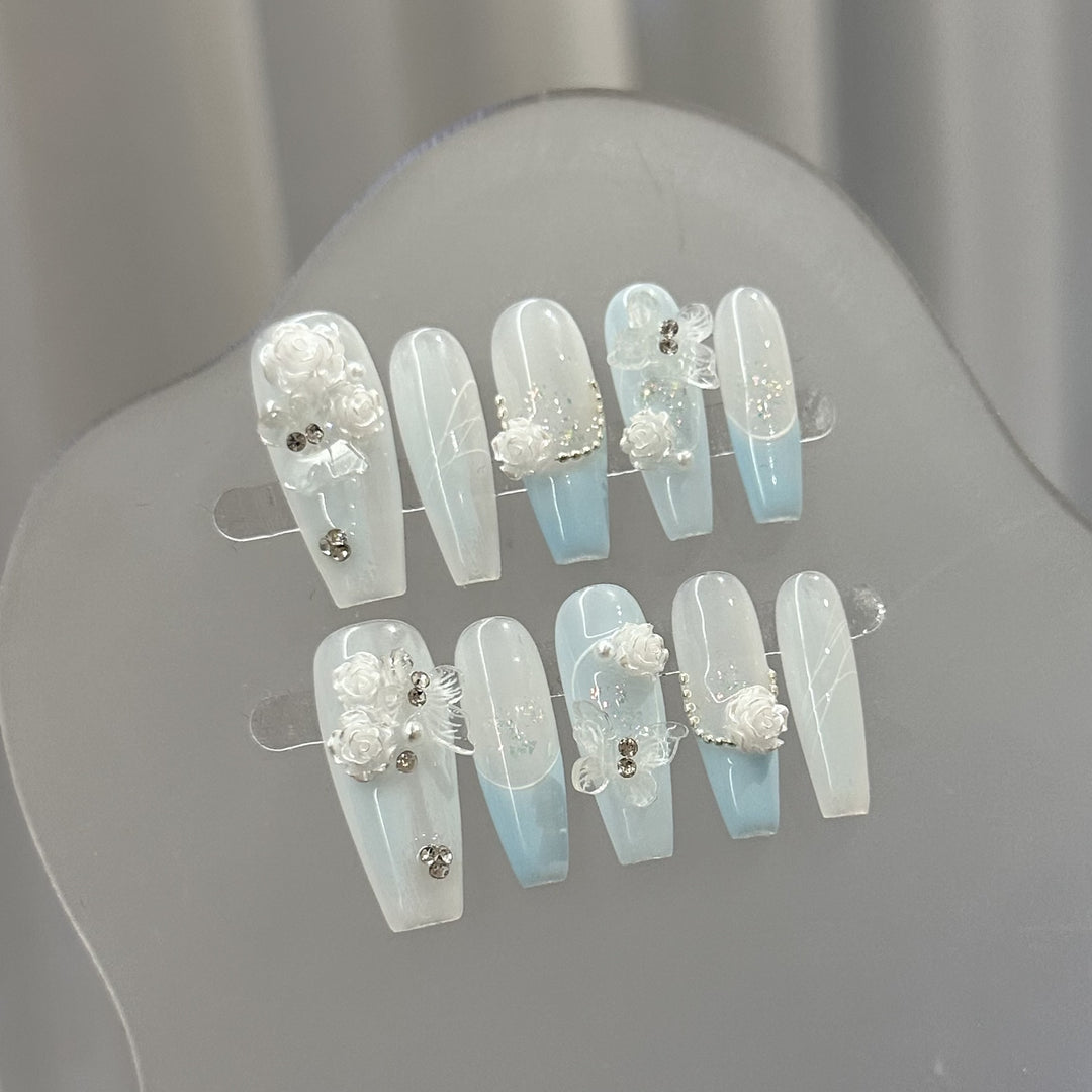 Floral Accented Press-On Nail Set