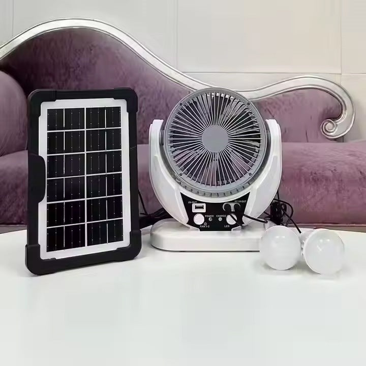Women's solar-powered fan with LED lights and USB charging function Kalsten