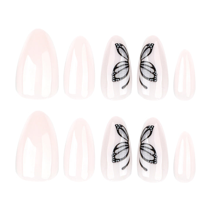 Artful nail extensions with delicate butterfly design Kalsten