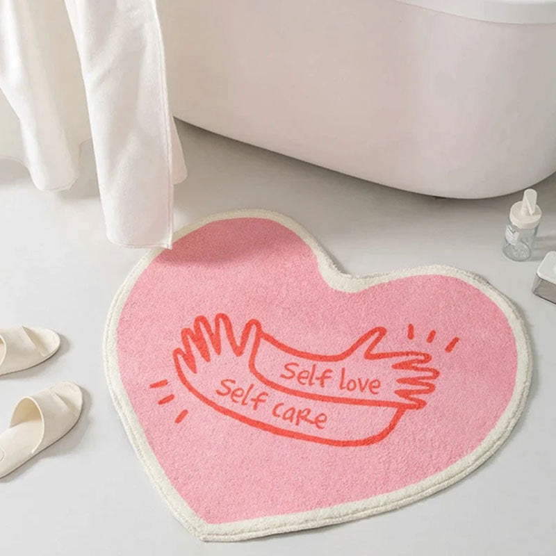 Heart-Shaped Plush Bath Mat