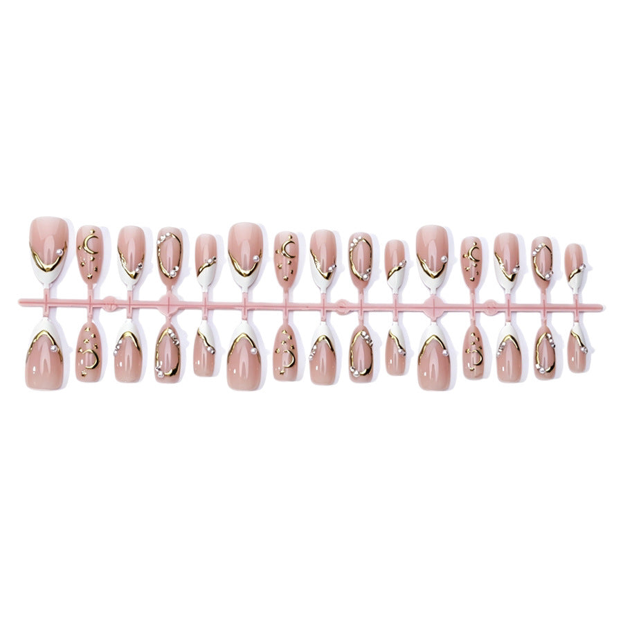 Elegant Gold-Accented Press-On Nail Art Kalsten