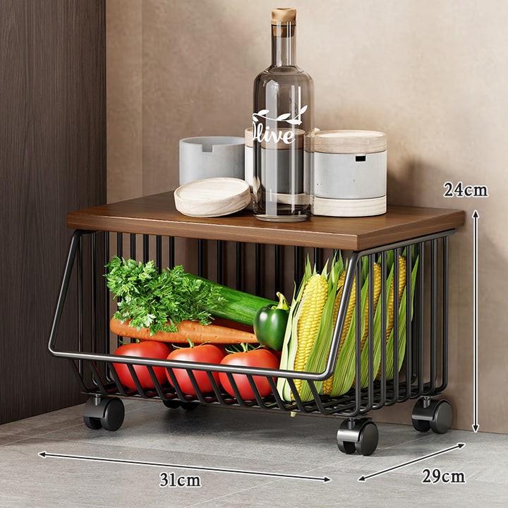 Slim Five-Tier Rolling Metal Kitchen Pantry Storage Rack with Wire Baskets