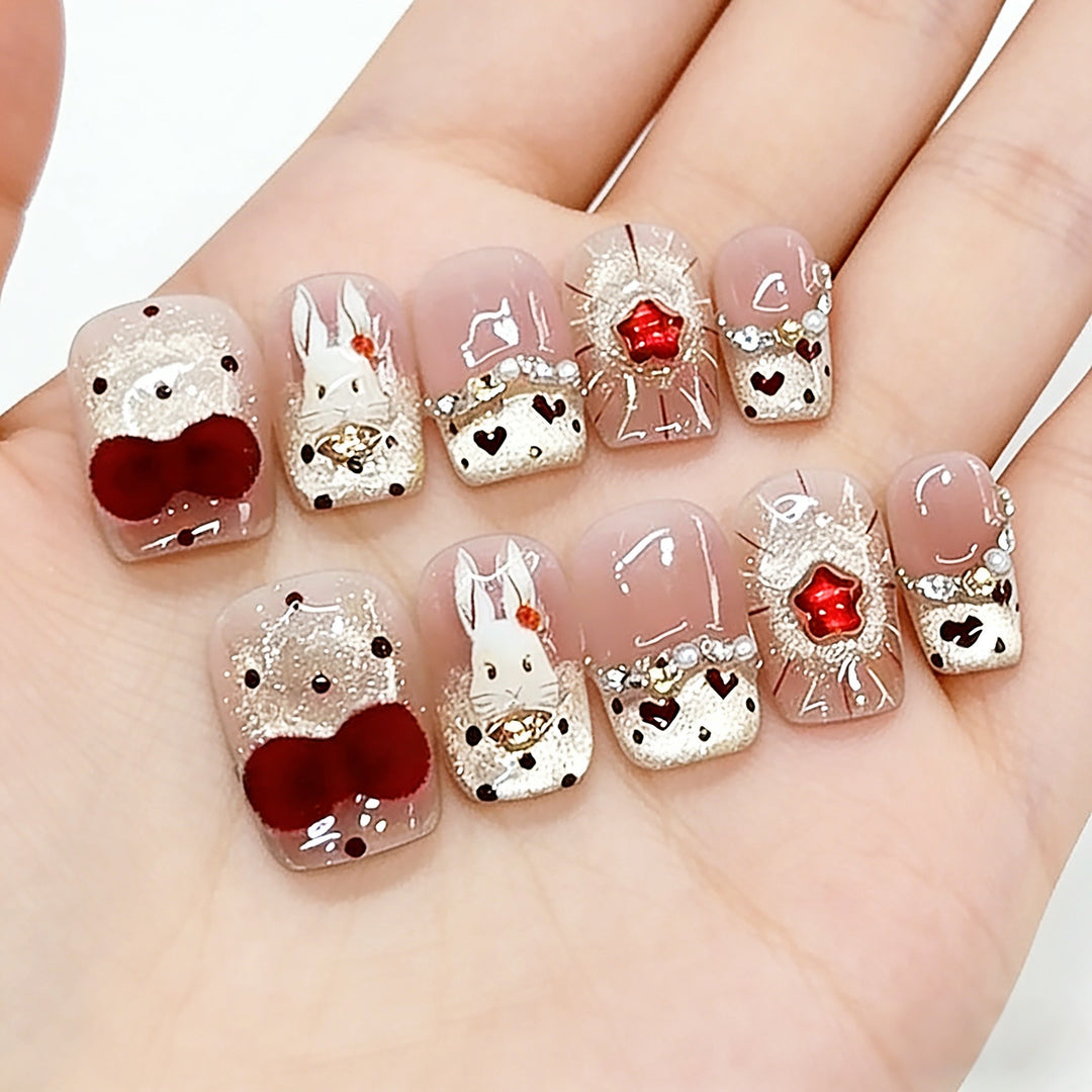 Artistic Themed Press-On Nail Set with Cute Designs Kalsten