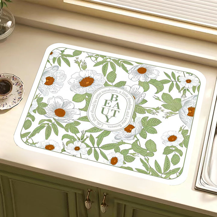 Vintage Floral Design Kitchen Mat