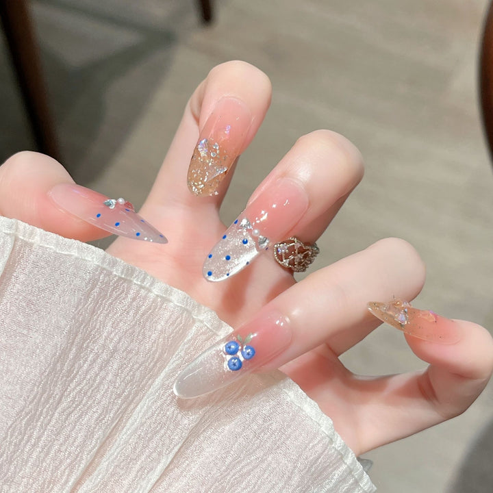 Glamorous Crystal-Studded Stiletto Press-On Nails Kalsten