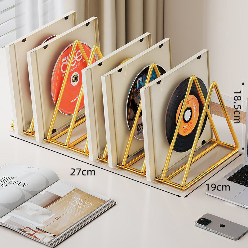 Triangular Metal Desktop Vinyl and LP Divider Organizer with Non-Slip Base