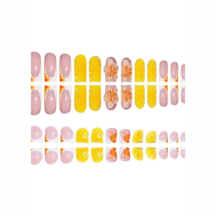 Decorative Floral Print Press-On Nails Kalsten