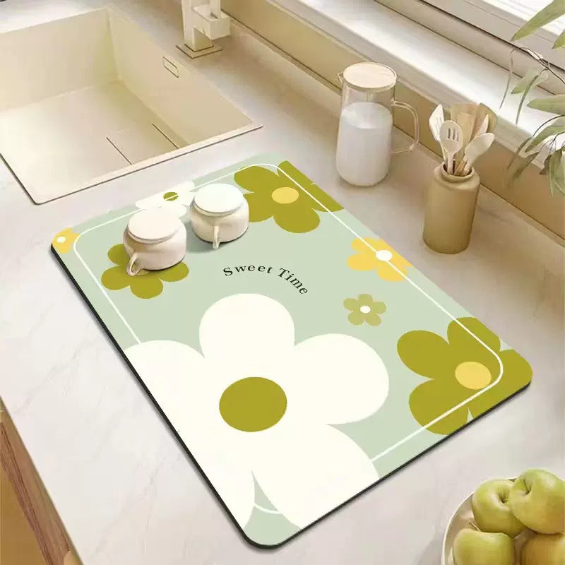 Elegant Floral Kitchen Mat
