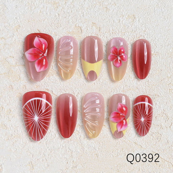 Artistic Floral Design Press-On Nail Set Kalsten