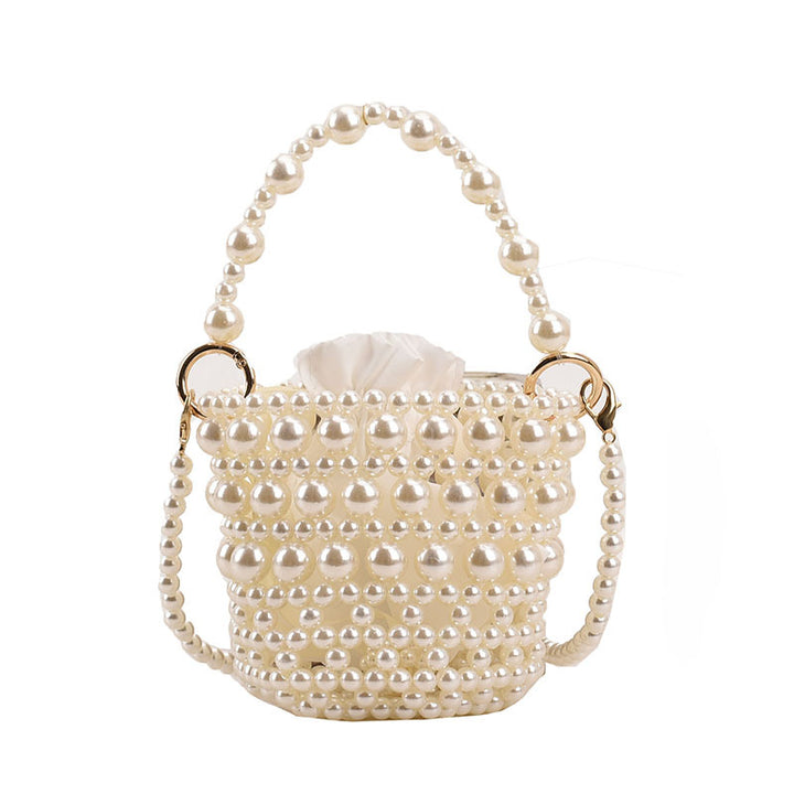 Pearl-Embellished Bucket Handbag