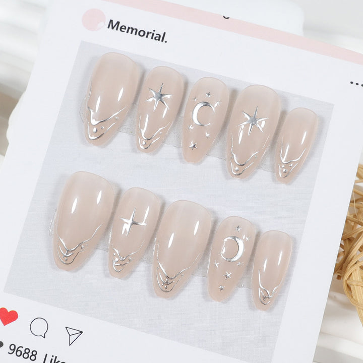Glamorous artificial nails with elegant star and moon symbols Kalsten