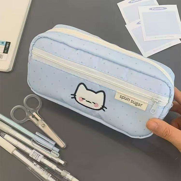 Cute Character-Themed Quilted Pencil Case
