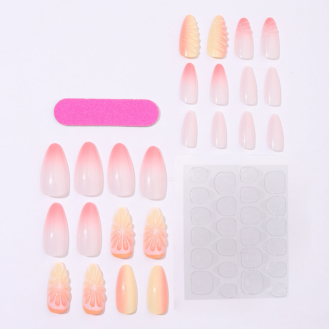 Creative nail set with subtle ombre effects and elegant decorative elements Kalsten