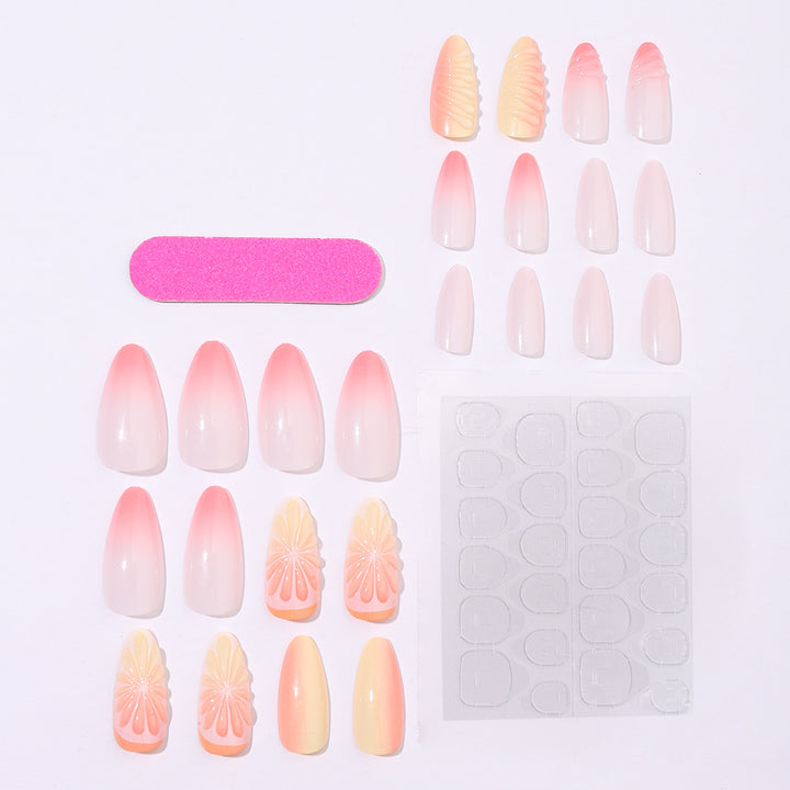 Creative nail set with subtle ombre effects and elegant decorative elements Kalsten