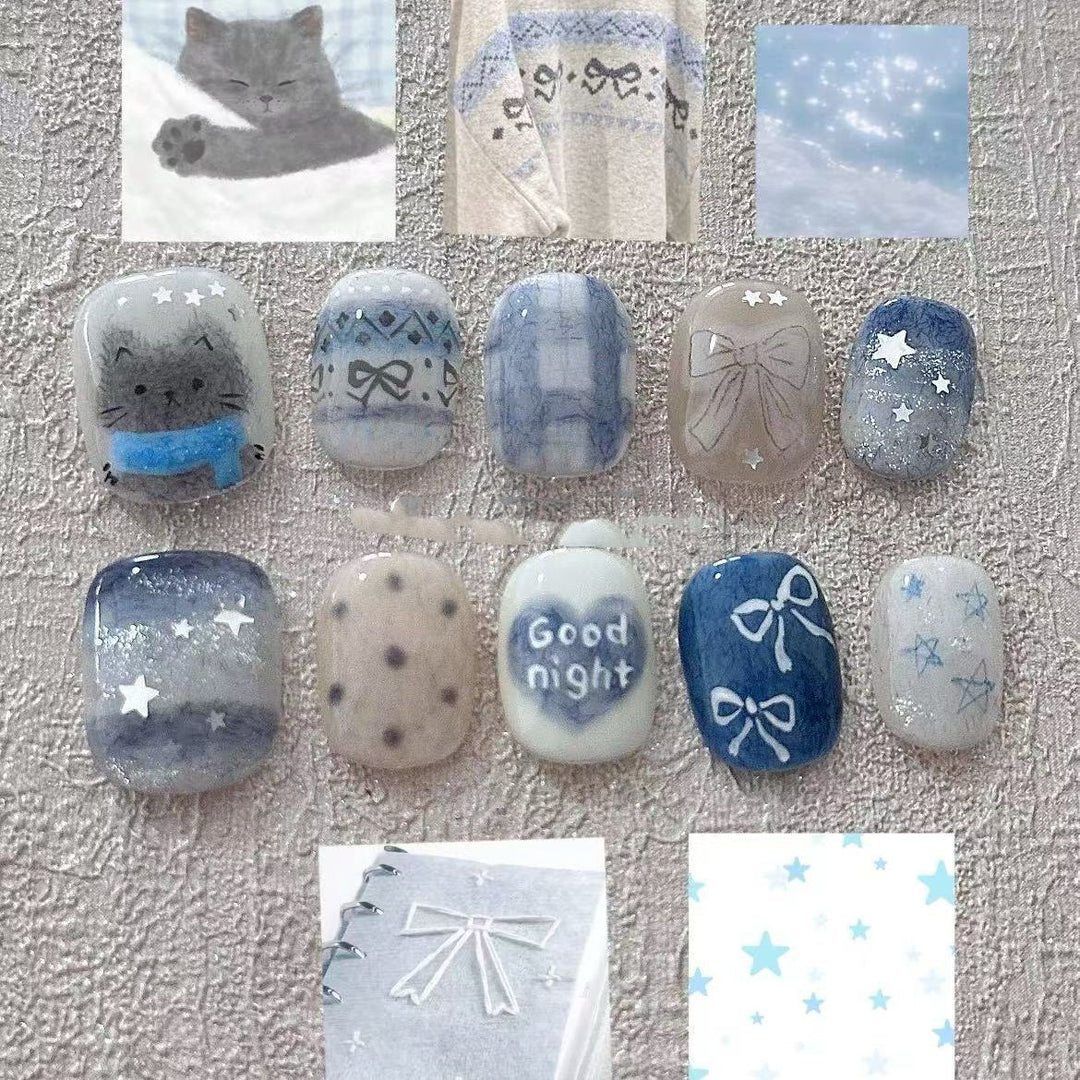 Artistic Coffee-Inspired Press-On Nail Art Set Kalsten
