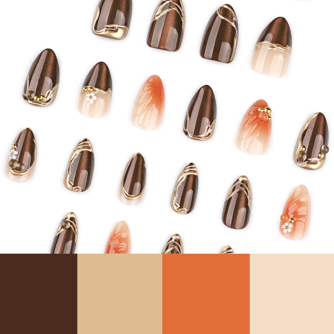 Artful nail extensions with elegant 3D flower embellishments Kalsten