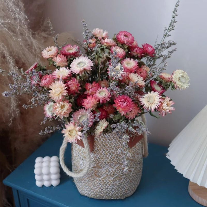 Elegant Artificial Floral Arrangement in Woven Basket