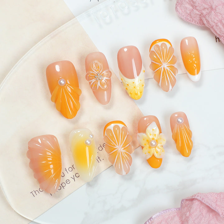 Creative nail art set with floral and glitter embellishments Kalsten