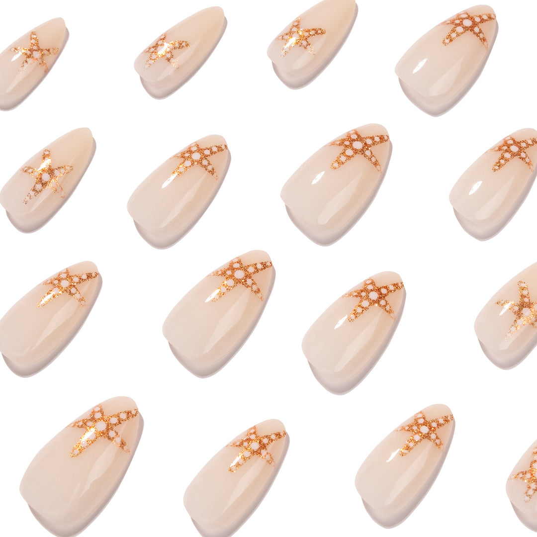 Artistic acrylic nails with maritime star designs Kalsten