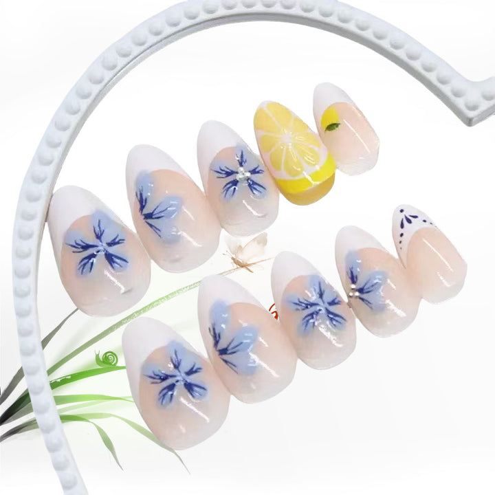 Artistic artificial nails with floral and fruity accents Kalsten