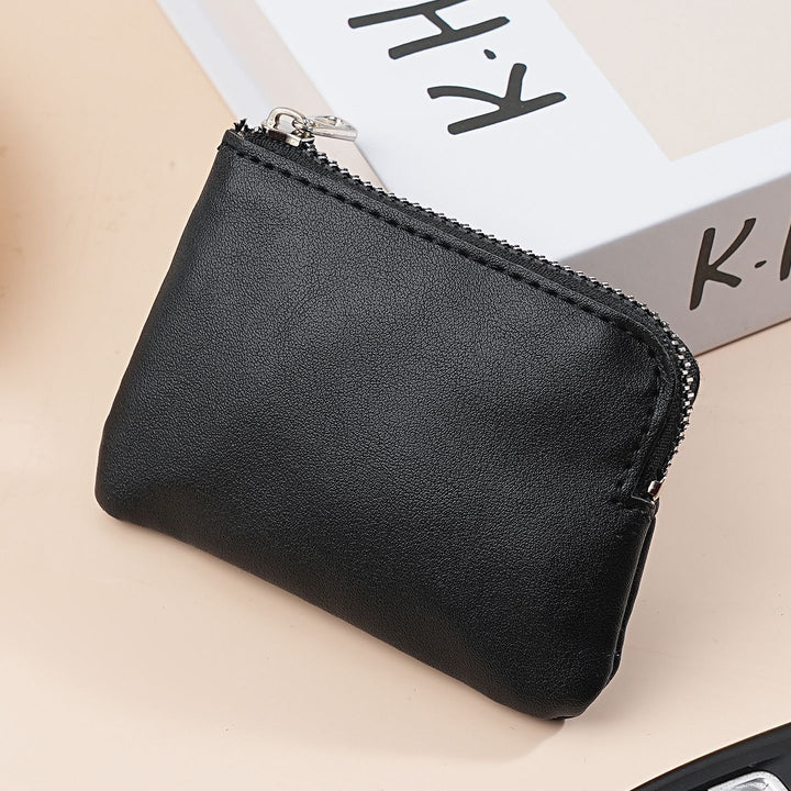 Compact Zippered Leather Card Pouch