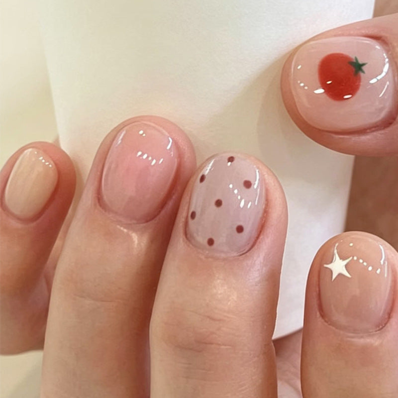 Artistic Press-On Nail Set with Fun Fruit and Dot Designs Kalsten