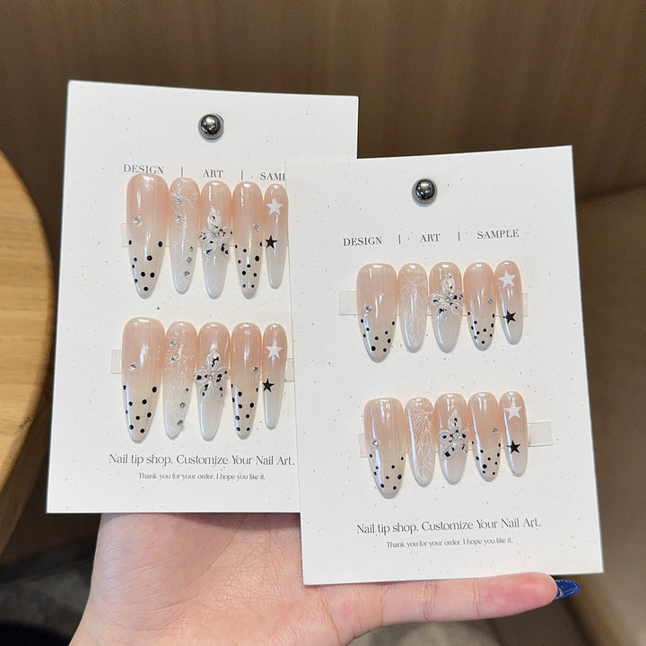 Acrylic Nails Set with Creative Designs and Shimmering Accents Kalsten