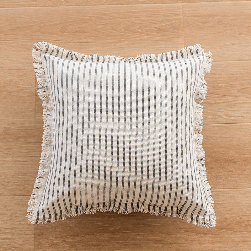 Striped Fringe Decorative Pillow