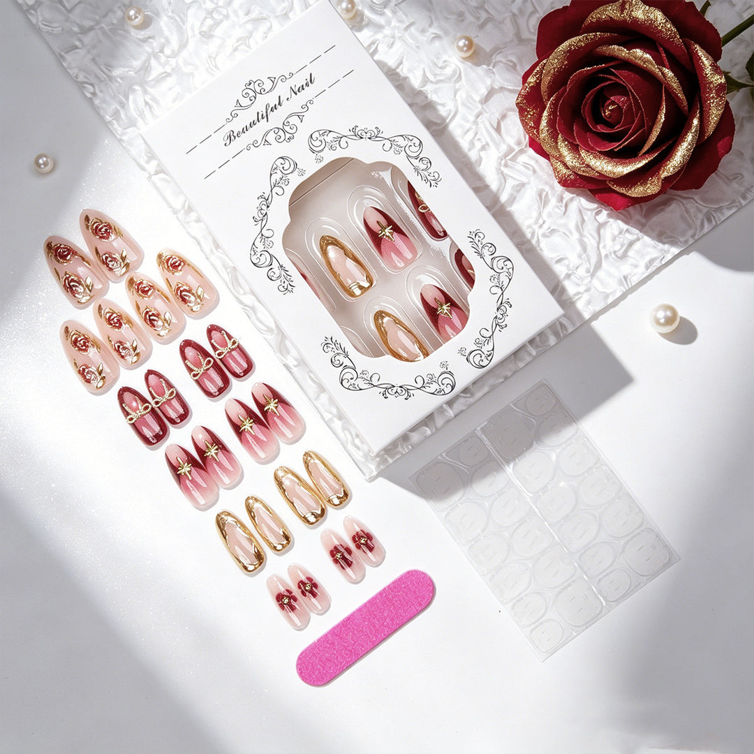 Elegant artificial nails with floral decorations Kalsten