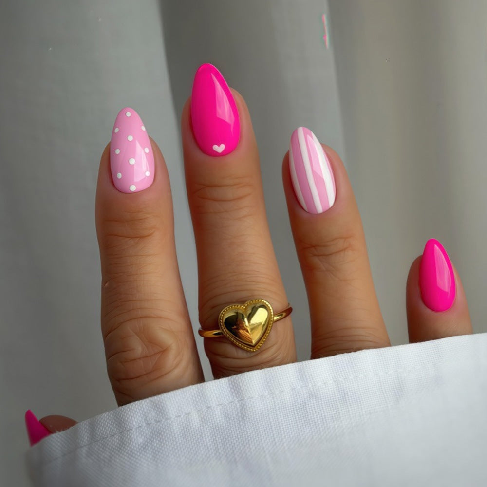 Creative Nail Art with Heart and Dot Design Kalsten