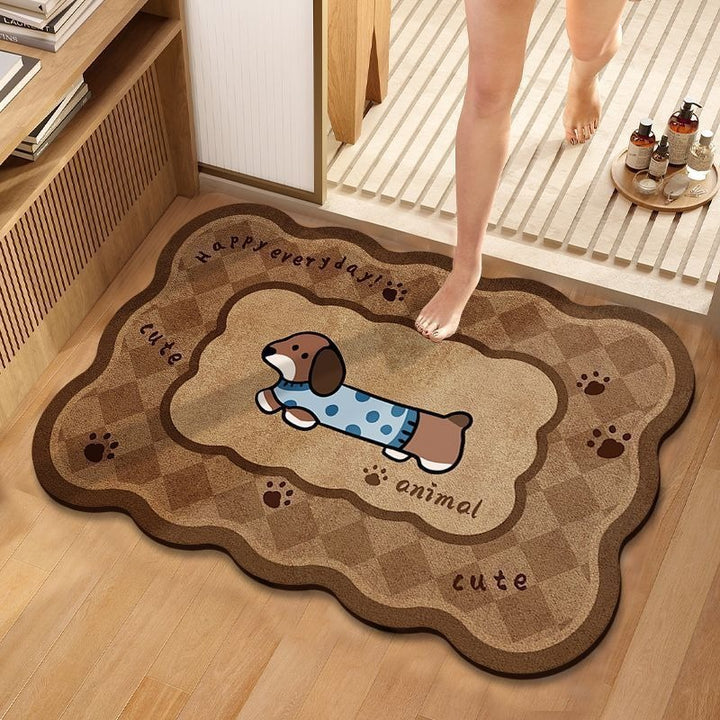 Cute Dog-Themed Plush Bath Mat