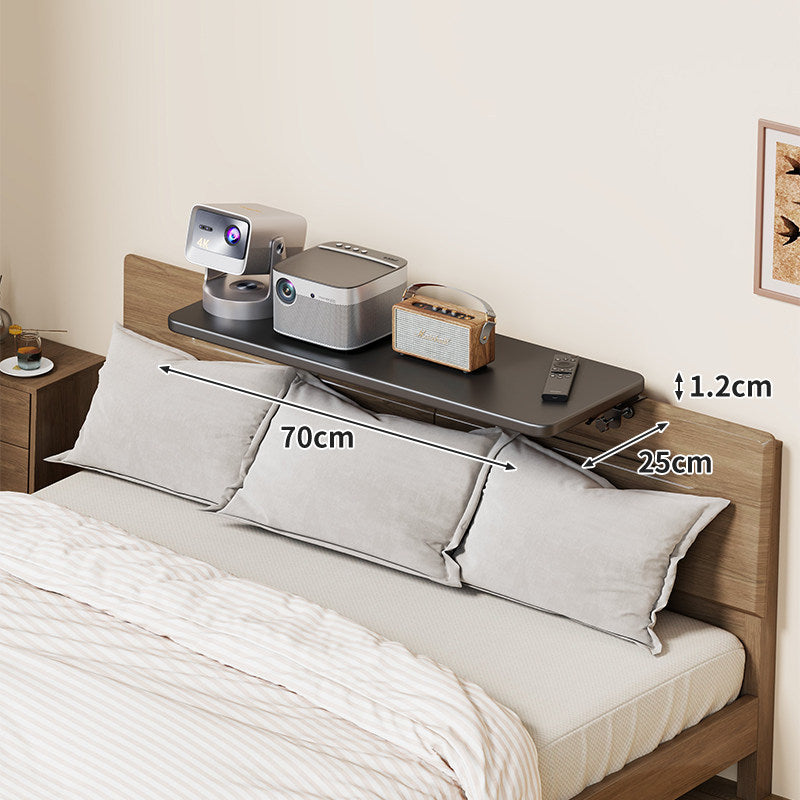 Headboard-Mounted Floating Bedside Shelf for Projectors and Devices