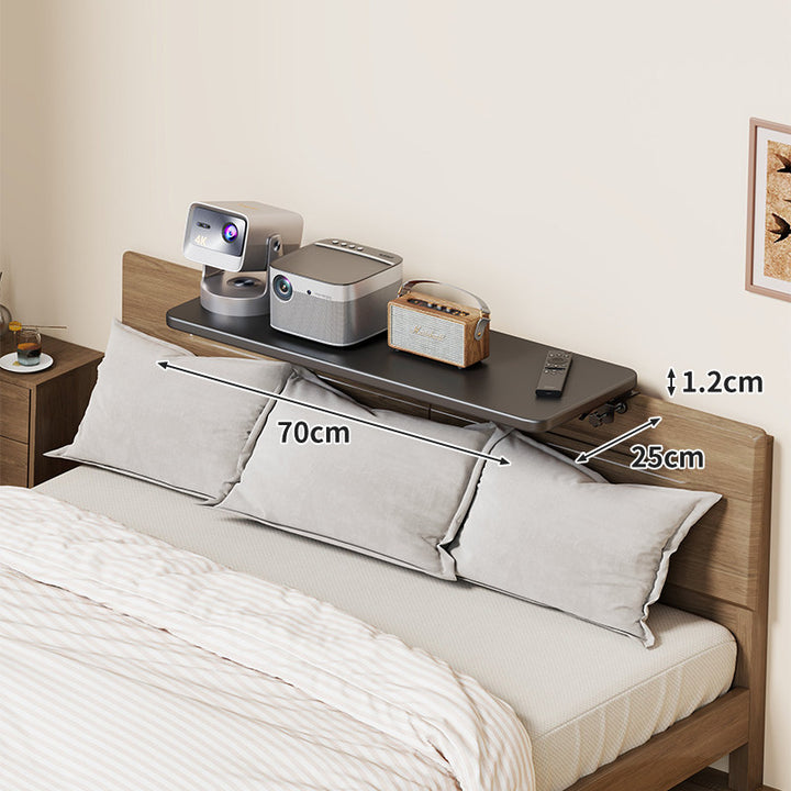 Headboard-Mounted Floating Bedside Shelf for Projectors and Devices