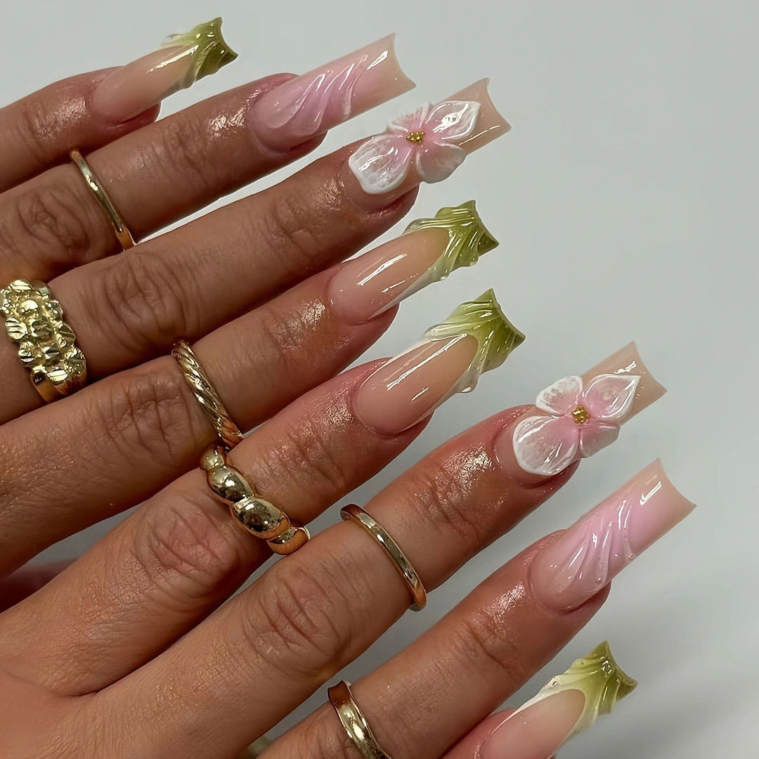Artistic Floral Press-On Nail Extensions Kalsten