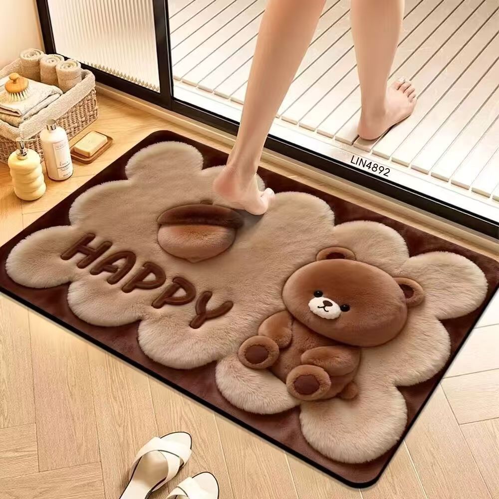 Cute Cartoon Pet-Themed Plush Bath Mat Kalsten