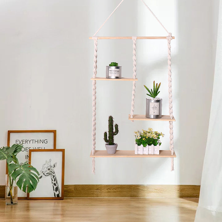 Floating Wooden Plant Shelf