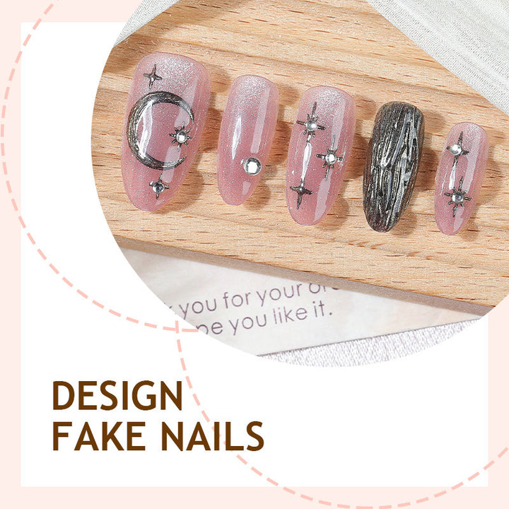 Creative nail art set with stylish star and moon designs Kalsten