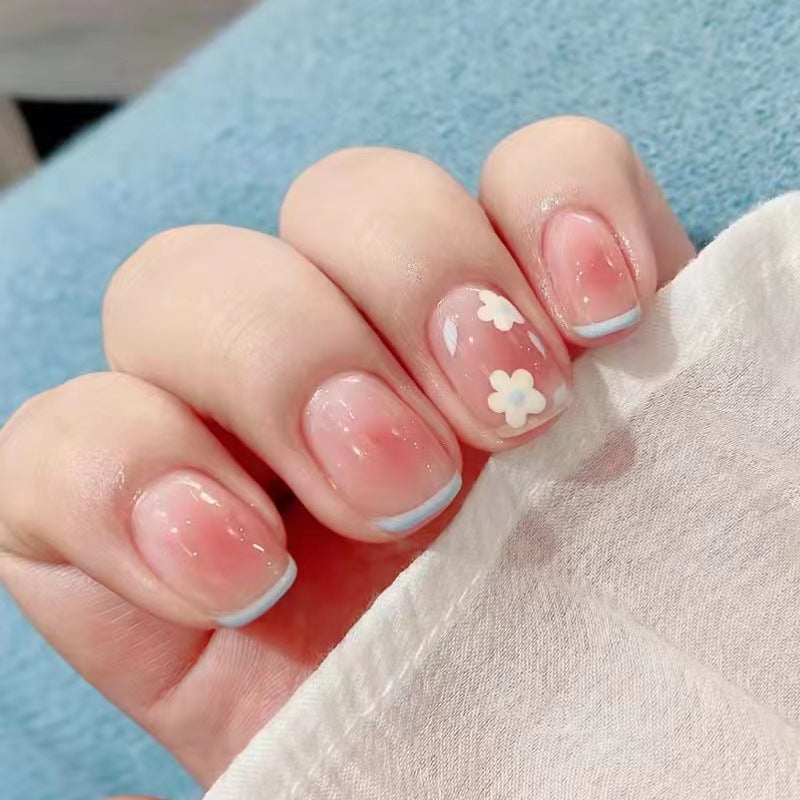 Artistic gel nails with delicate floral designs Kalsten