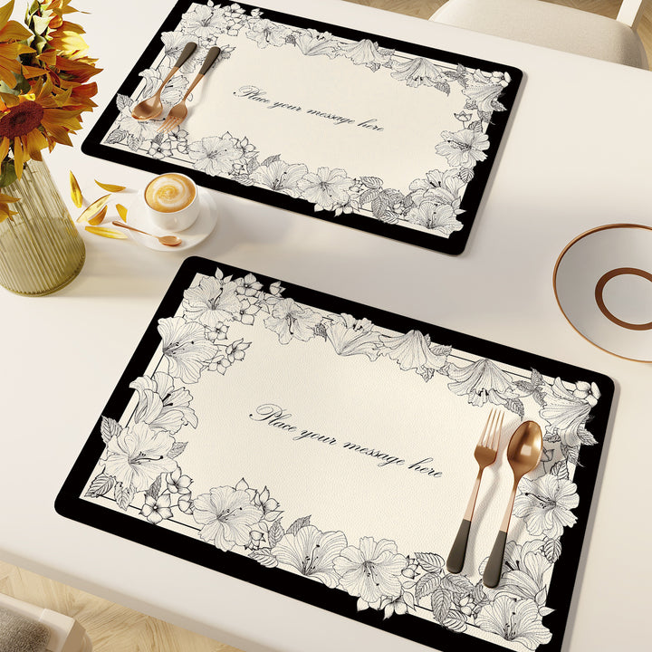 Elegant Floral Pattern Dining Placemats Kalsten