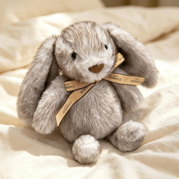 Squat Plush Bunny Cuddle Doll with Long Dropped Ears, Weighted Base & Grosgrain Ribbon Kalsten