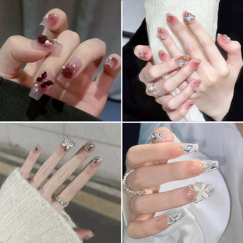 Elegant Rhinestone-Embellished Press-On Nails