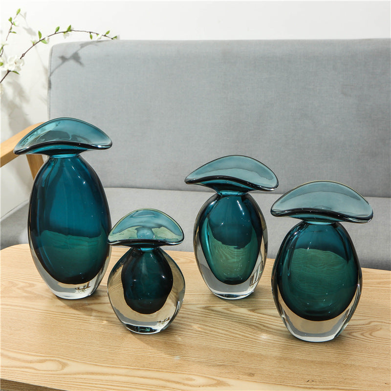 Organic Handblown Mushroom-Top Decorative Glass Vase Kalsten
