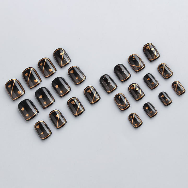 Elegant Heart-Embellished Press-On Nails Kalsten